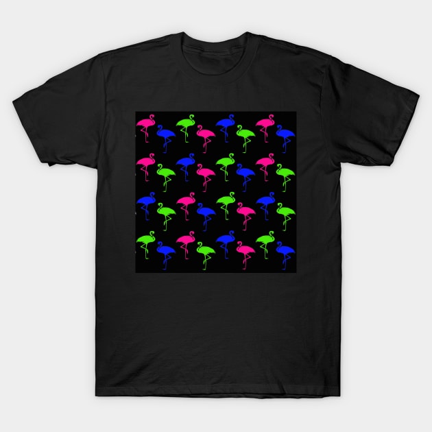 Trippy Neon Dayglo Flamingo Rave T-Shirt by TammyWinandArt